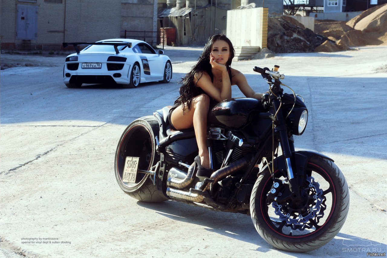 Sexy model Brunettes on a motorcycle in Amman